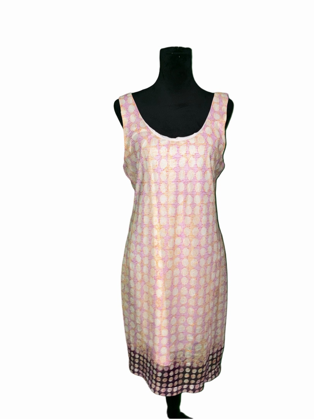🆕💜 Bar III Pink Cream Geometric Sleeveless Sheath Dress Size XL